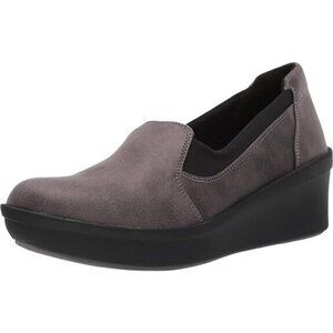 Clarks Women's Step Rose Moon Platform‎ Gray & Black Wedge Shoes NEW 6.5 W